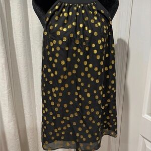 Halogen Black Halter Dress with Gold Polka Dots